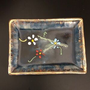 Estate Pottery Tray With Hand Painted Flowers